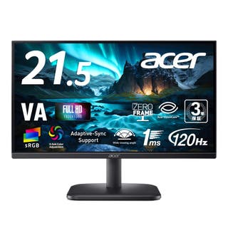 Acer Acer 21.5インチ VA フルHD 120Hz 1ms(VRB) 非光沢 sRGB 99% Adaptive-Sync ブルーライト低減 ゼロフレーム HDMI 1.4 ミニD-Sub 15ピン スピーカー・ヘッドホン端子 6軸カラー スタンダードモニター 3年保証(パネルは1年) EK221QJ0bmix 実機スペック解説と最新価格情報